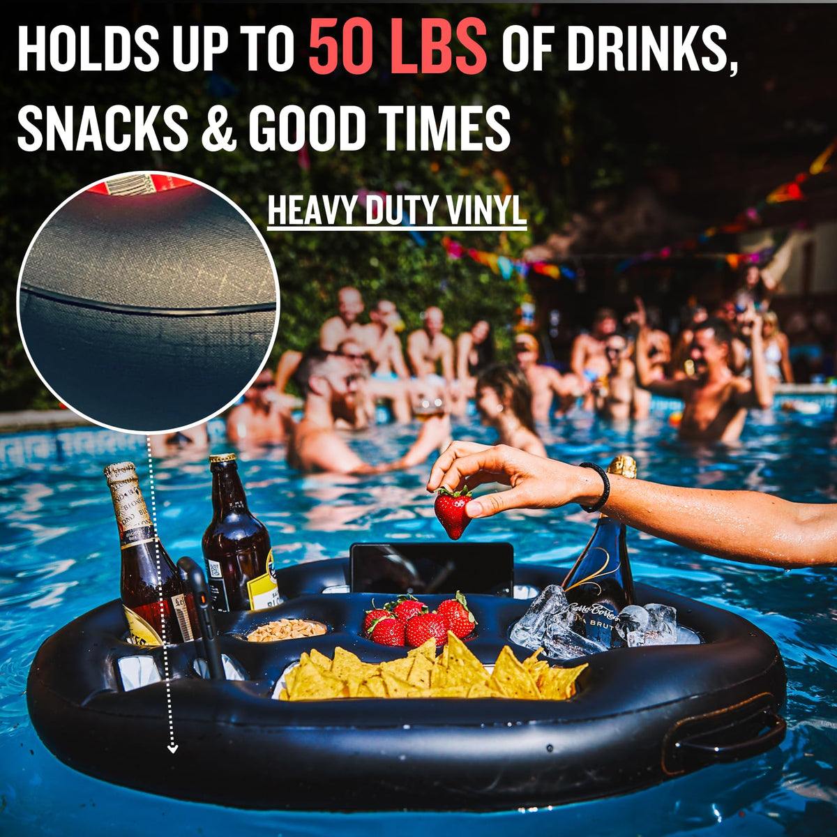 DIVEBLAST hot tub drink holder supports refreshments during relaxing soaks.