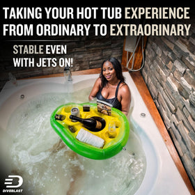 DIVEBLAST hot tub drink holder enhances relaxing soaks with beverages at arm's reach.