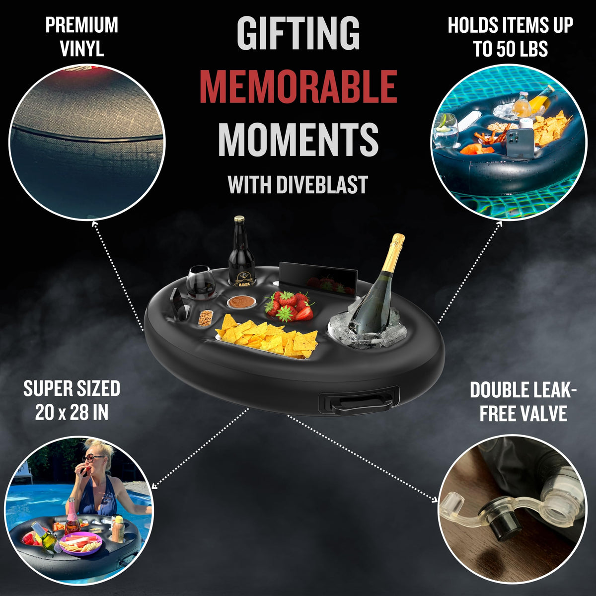 DIVEBLAST premium drink holder for pool and hot tub boosts convenience.