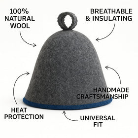 Divelux premium sauna hat grey-blue, side view, breathable felt for steady temperature