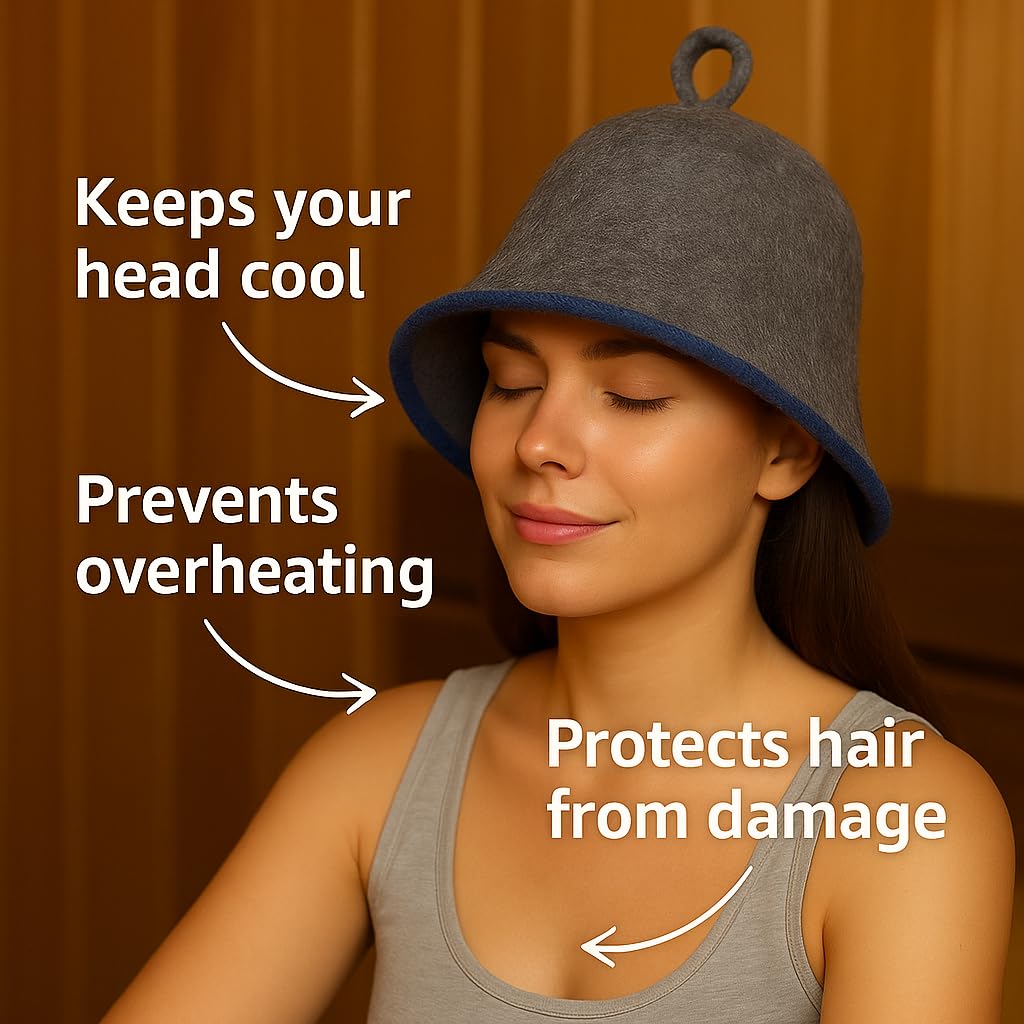 Divelux premium sauna hat grey-blue, top view, classic dome with wide brim