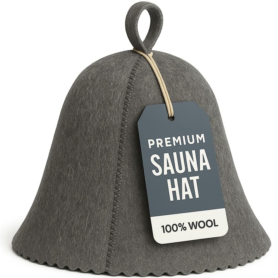DIVELUX premium sauna hat in natural wool offers reliable head coverage during heat sessions.