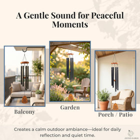 DIVINE KAIROS garden patio setup featuring memorial wind chimes