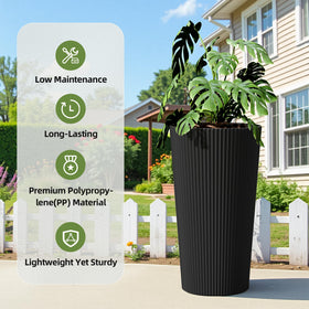Diyfire tall planter beige outdoor corner adds warmth to the patio