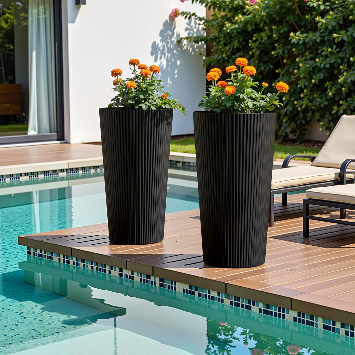 Diyfire tall planter in black ready out of the box with no tools required
