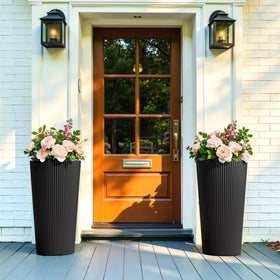 Diyfire tall planter black indoors in a living room setting for greenery