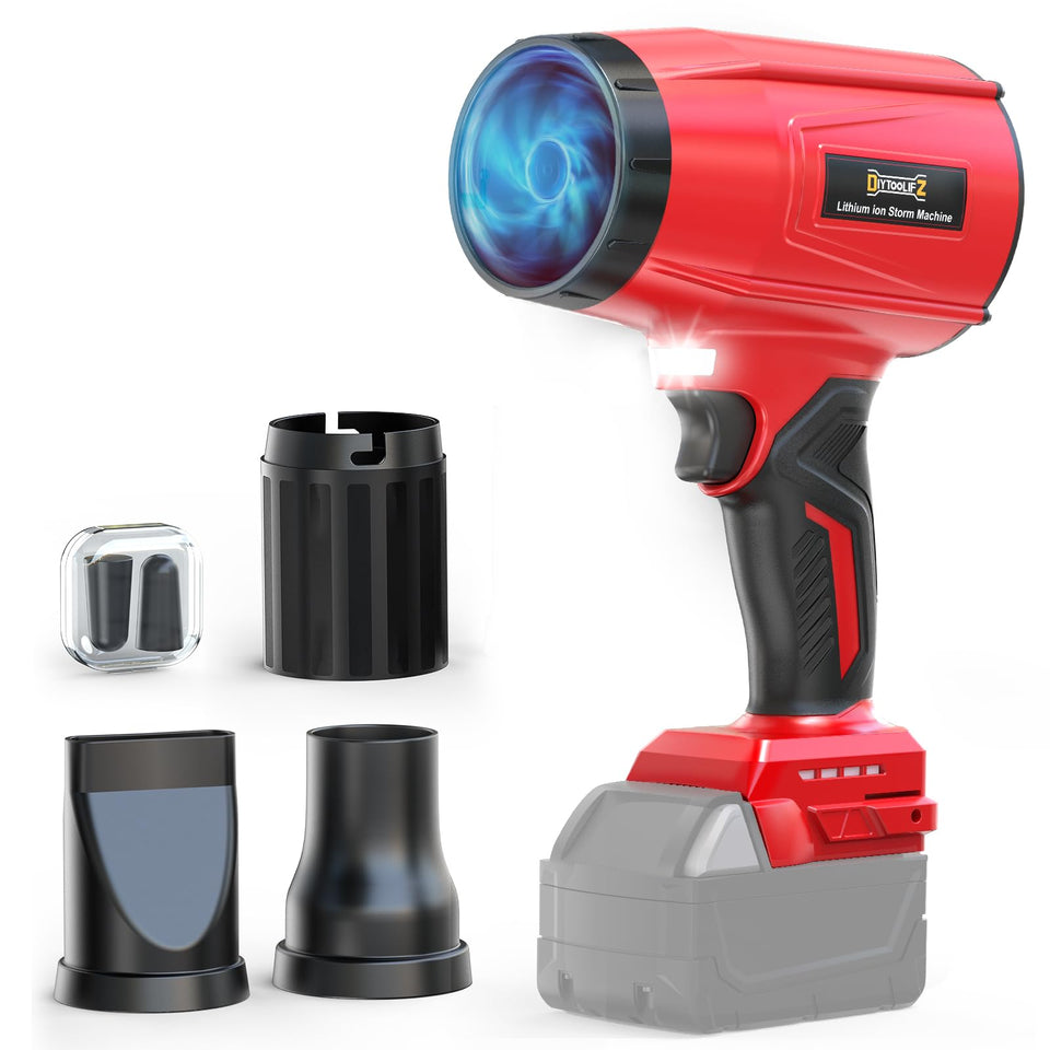 DIYtoolifz 800000rpm cordless blower with compact design, ideal for quick yard cleanup.