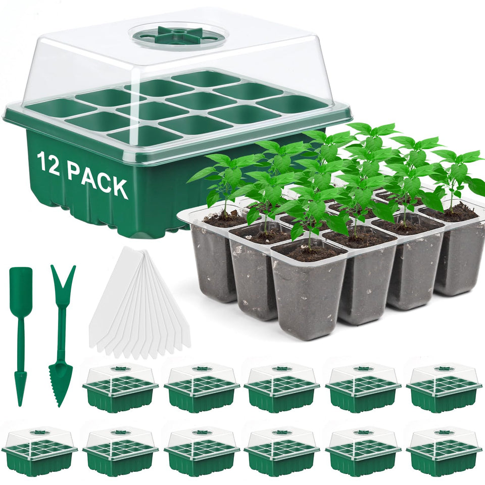 DJGINRO seed starter tray 12-pack with 144 cells supports efficient germination