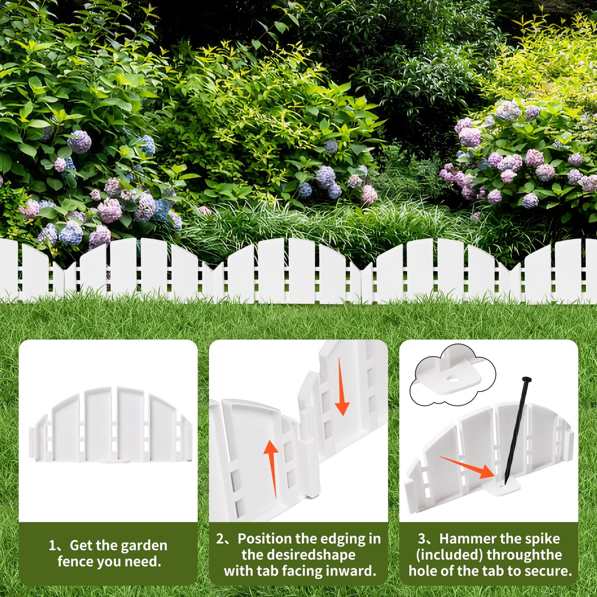 DJKFAEK DIY installation with hammer-stake system for secure lawn edges