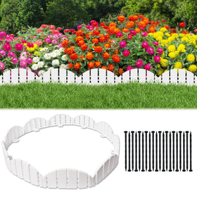 DJKFAEK white garden edging border with interlocking design for tidy flower beds.