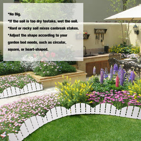 DJKFAEK white garden edging border along patio pathway keeps mulch neat.