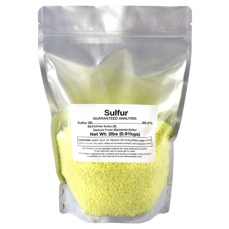 DL Wholesale sulfur bag 2lb crystals support soil conditioning for organic gardens.