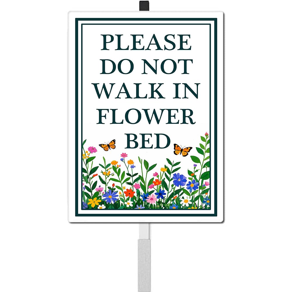 Dlonvoh please stay out flower bed sign with stake protects garden beds.