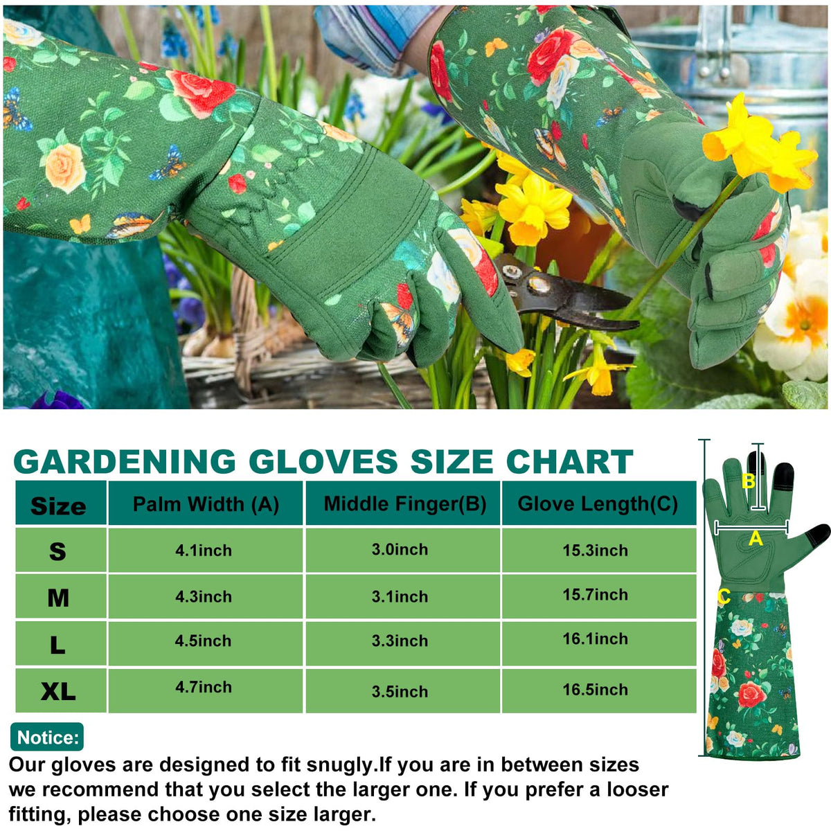 DLY double-stitched garden gloves designed for lasting wear and dab-free protection
