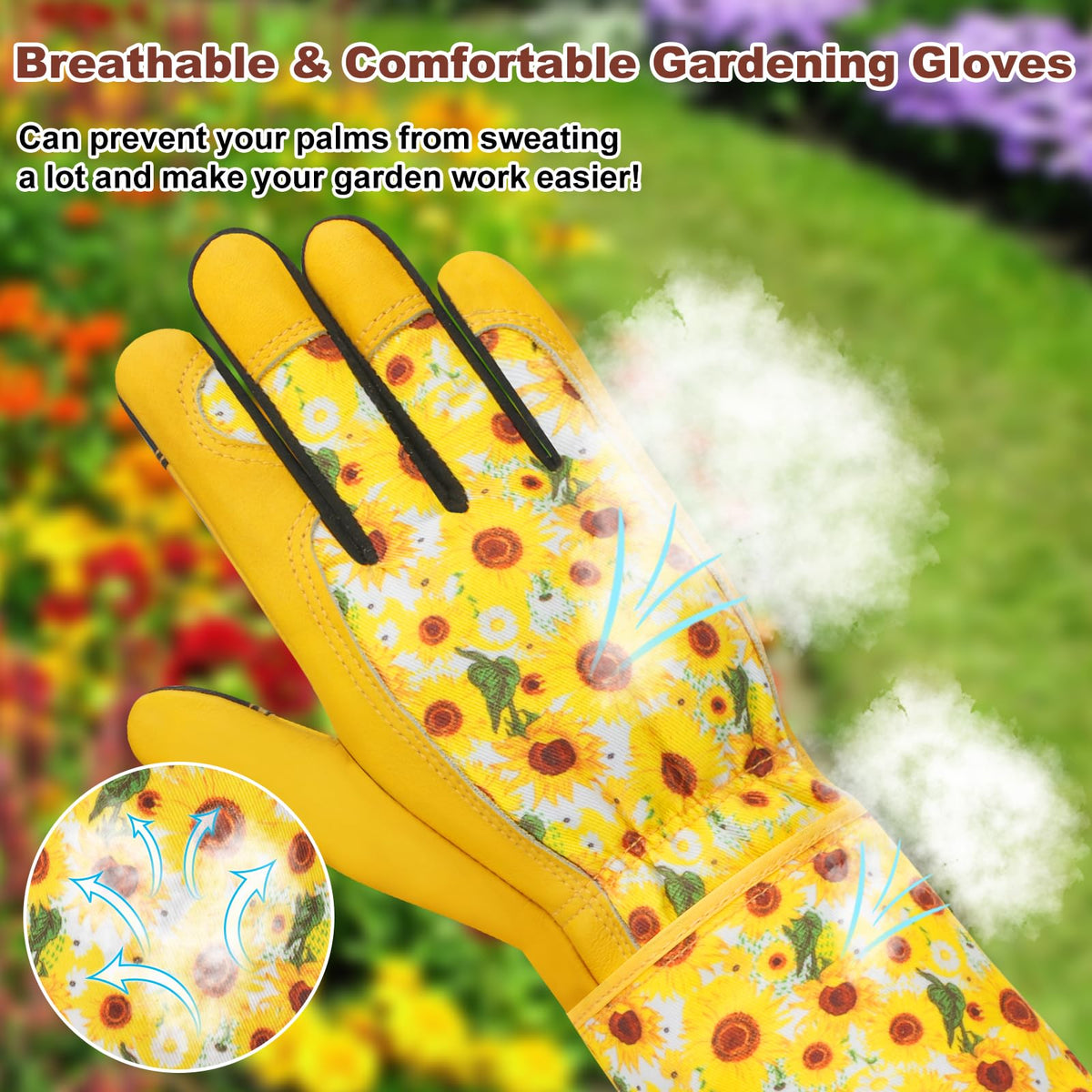 DLY long gloves with breathable canvas back for comfortable all-day wear
