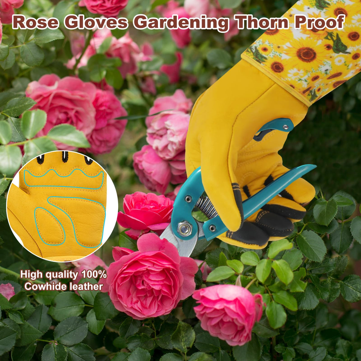 DLY elastic cuffs securely fit wrists, preventing slippage while gardening