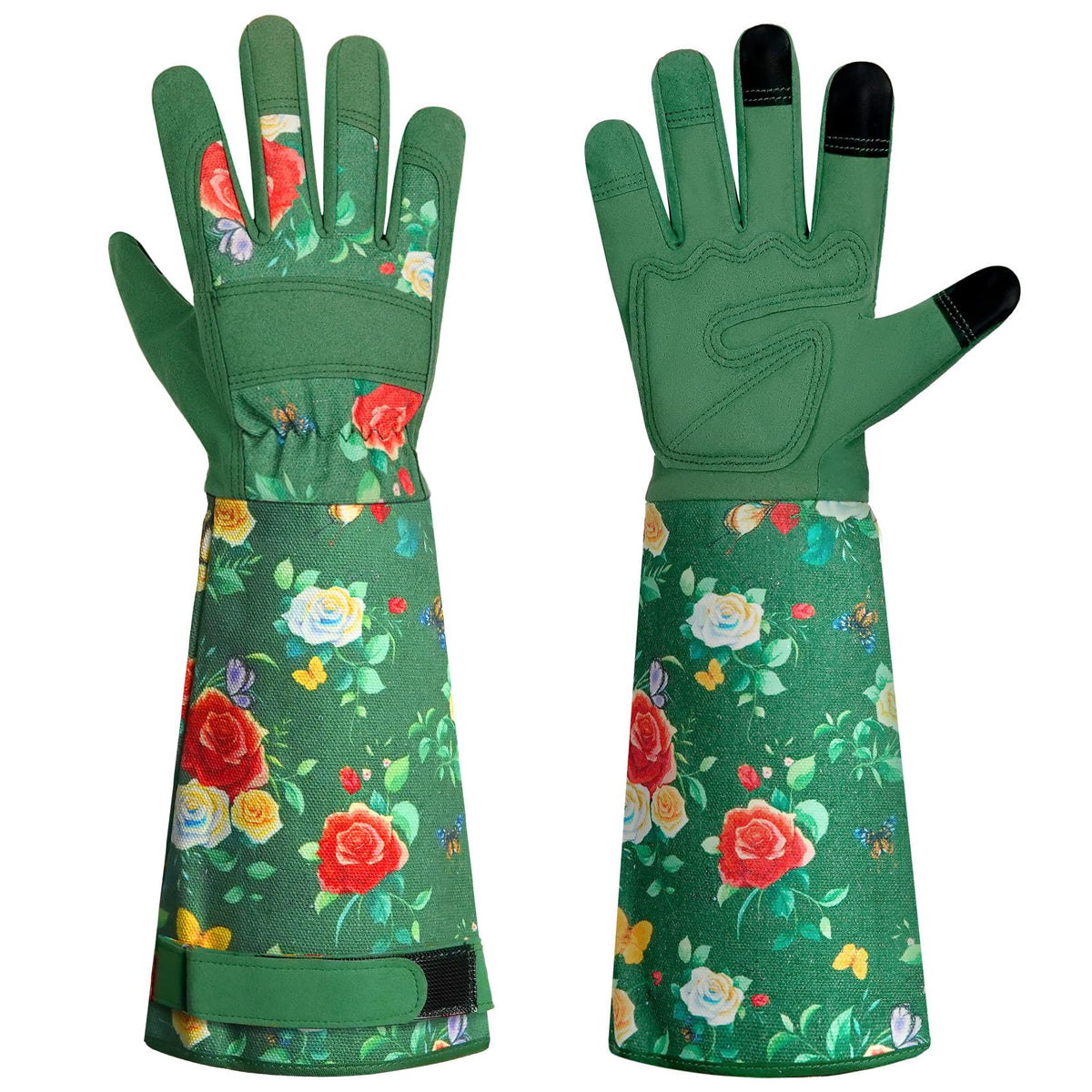 DLY gardening gloves for women with a long green design offering secure grip during pruning