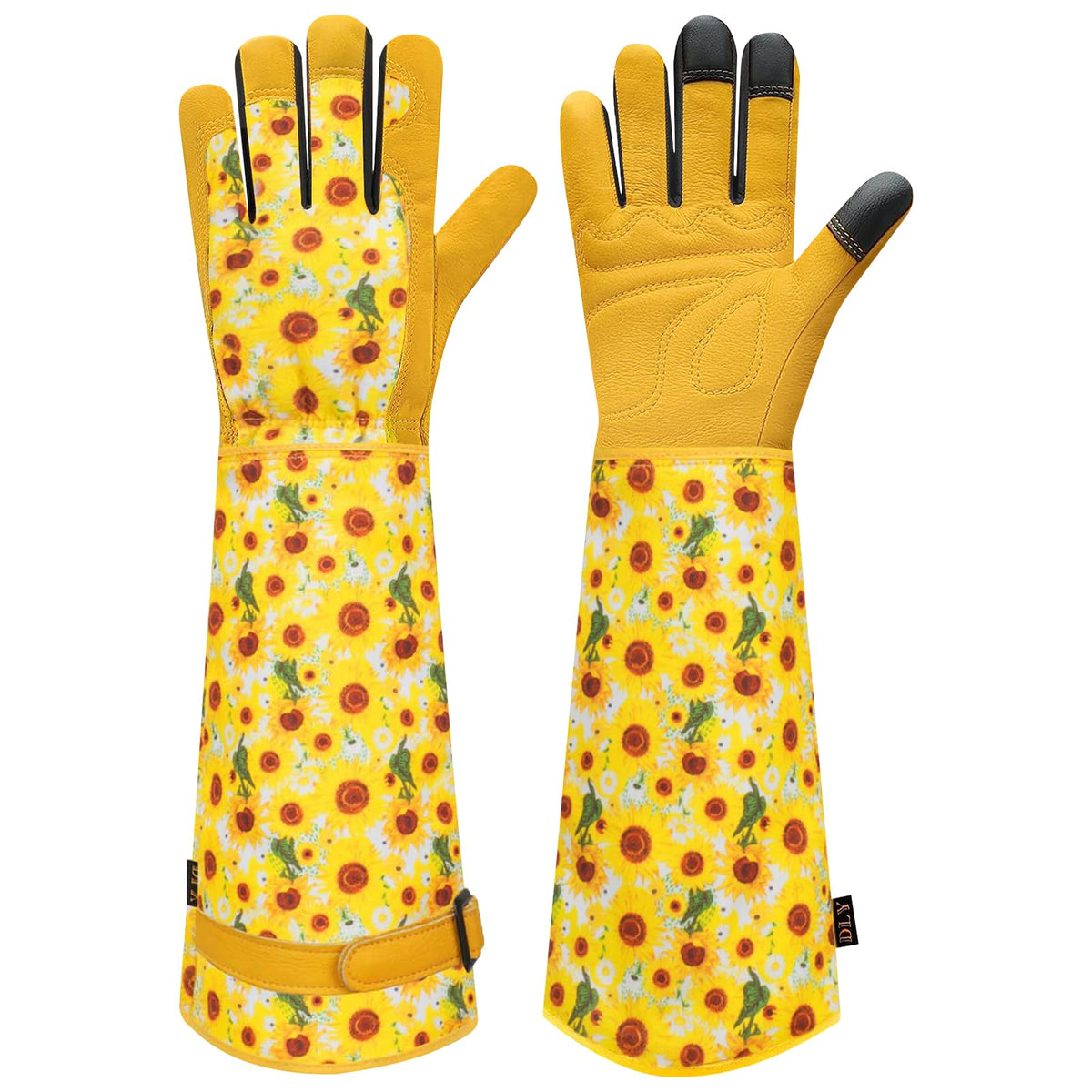 DLY gardening gloves for women, rose thorn-proof, long yellow design for protection
