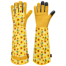 DLY gardening gloves for women, rose thorn-proof, long yellow design for protection