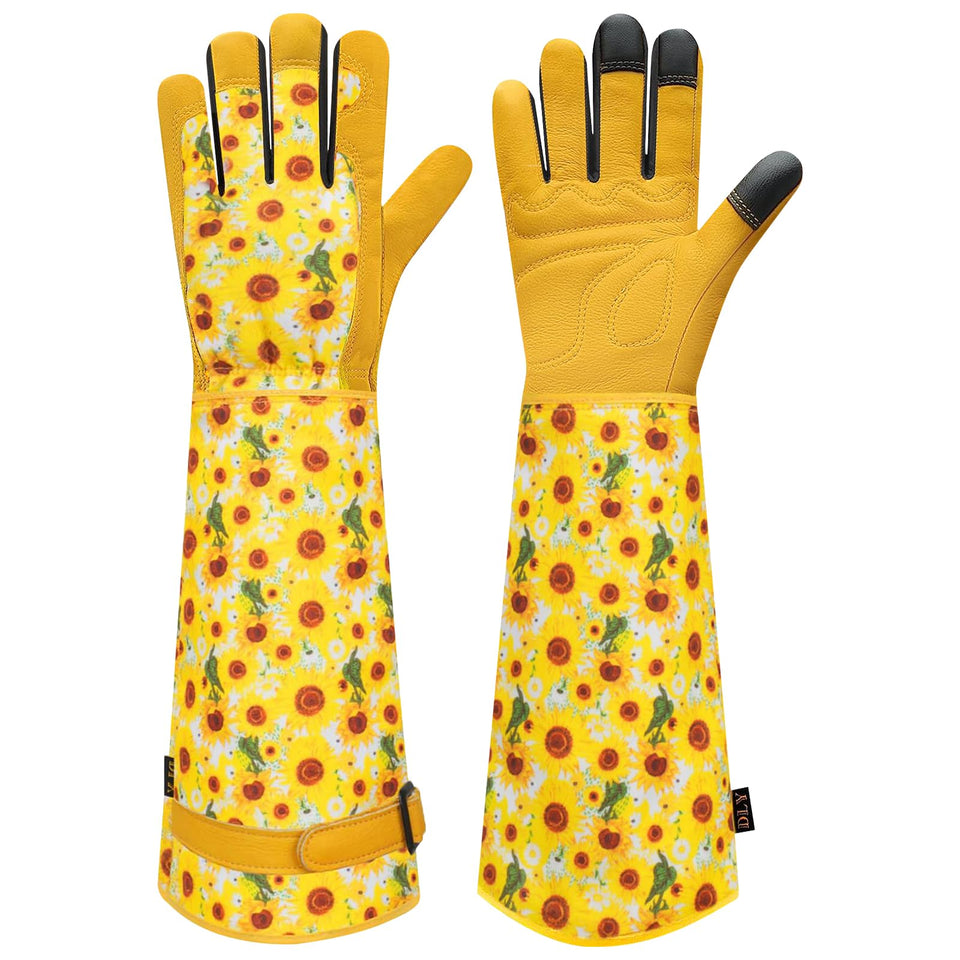 DLY gardening gloves for women, rose thorn-proof, long yellow design for protection