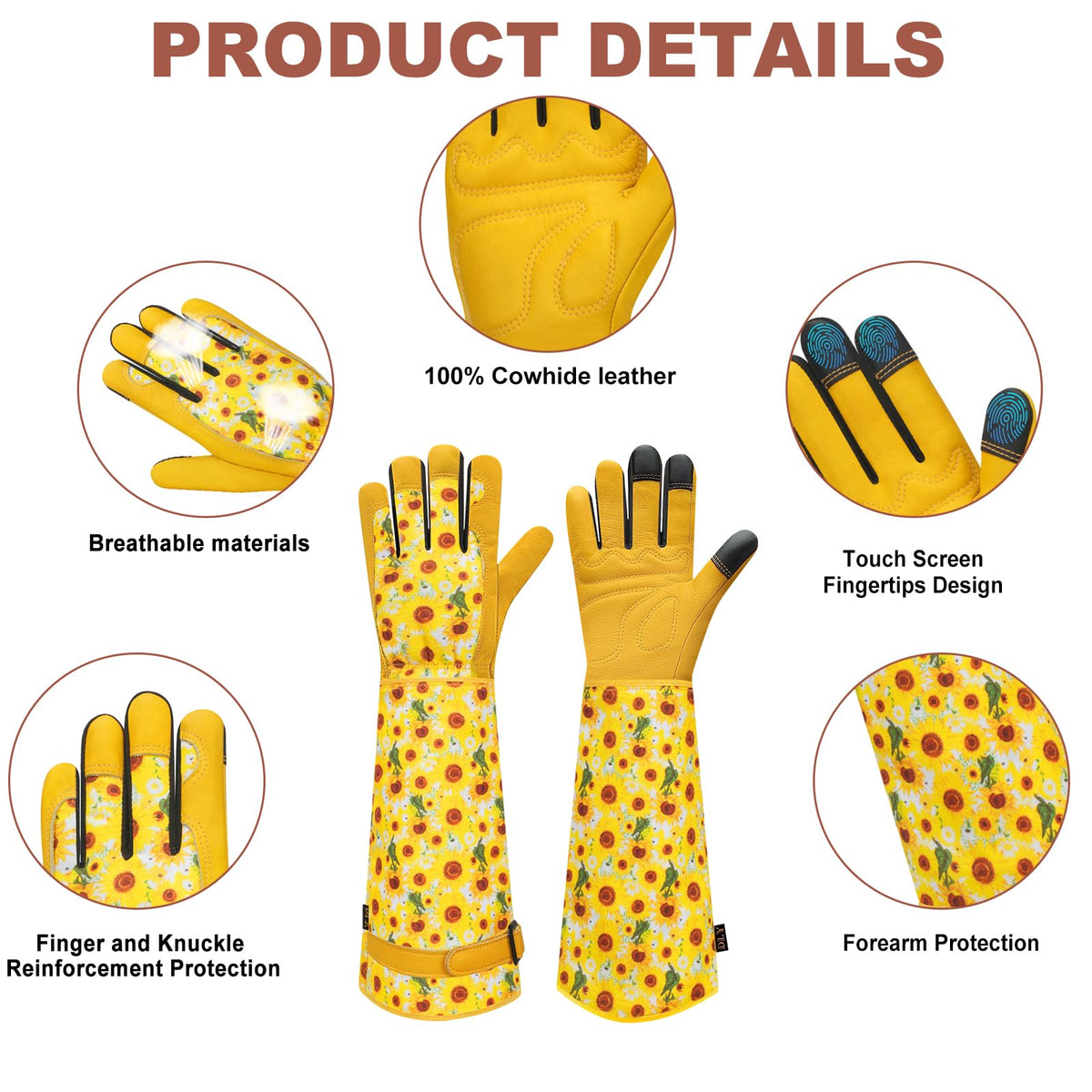 DLY rose-thorn-proof gloves close-up on fingertips for reinforced wear resistance