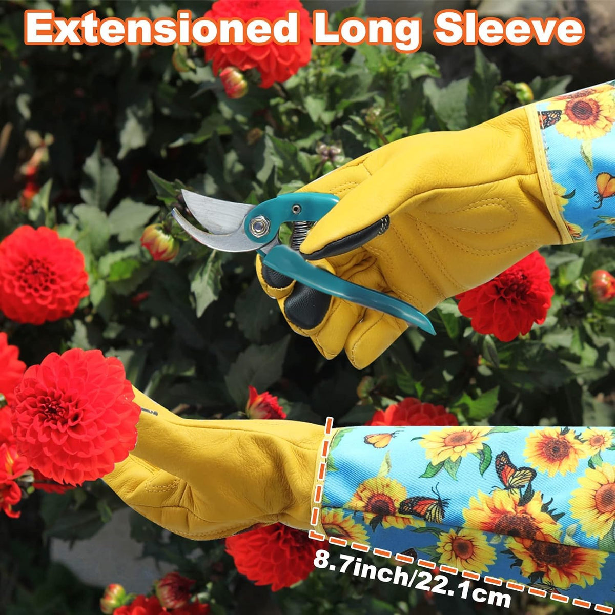 DLY gardening gloves feature touch-screen fingertips for easy device use.