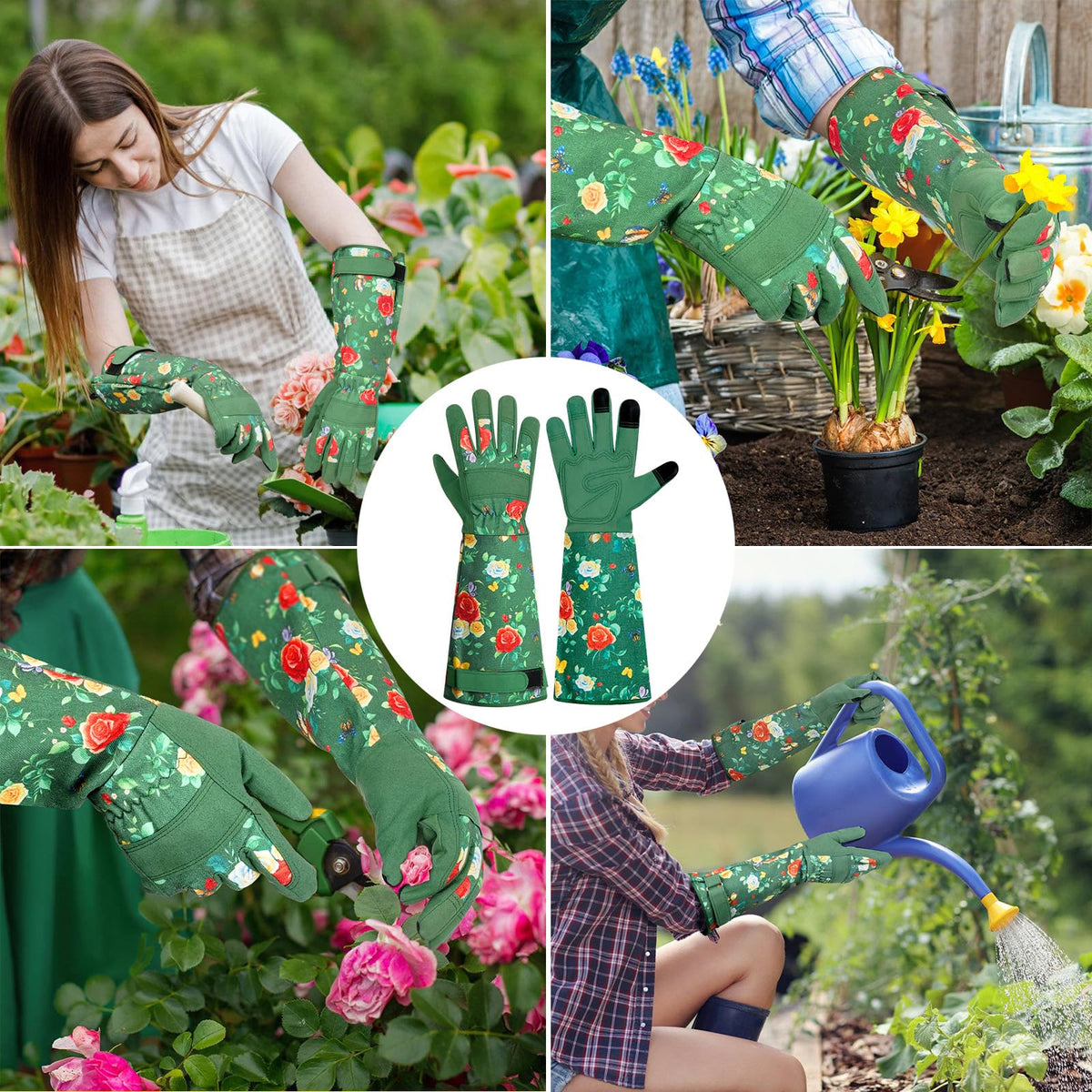 DLY rose-pattern women's garden gloves combining style and practical use for gifting