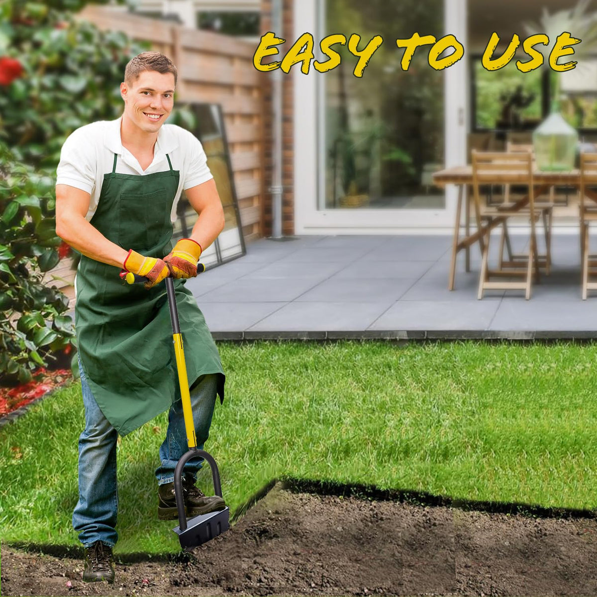 DMHMXZ 38-inch step edger enables clean borders with minimal bending.