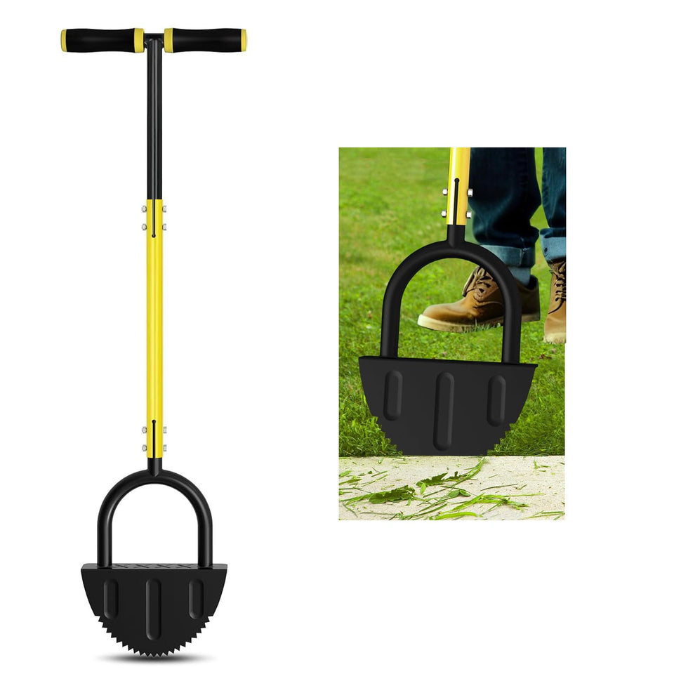 DMHMXZ lawn edger with T-Grip for precise edging along sidewalks and borders.