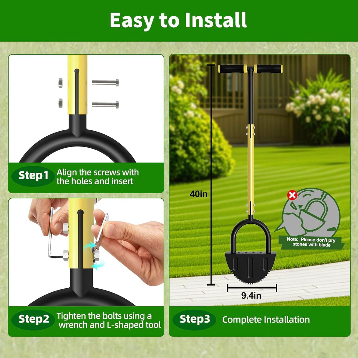 DMHMXZ long handle with cushioned T-handle reduces strain.