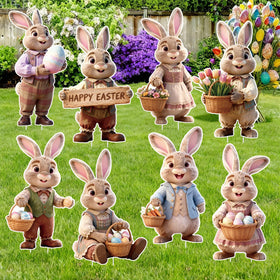 DMIGHT Easter bunny yard sign with stake for colorful lawn display.