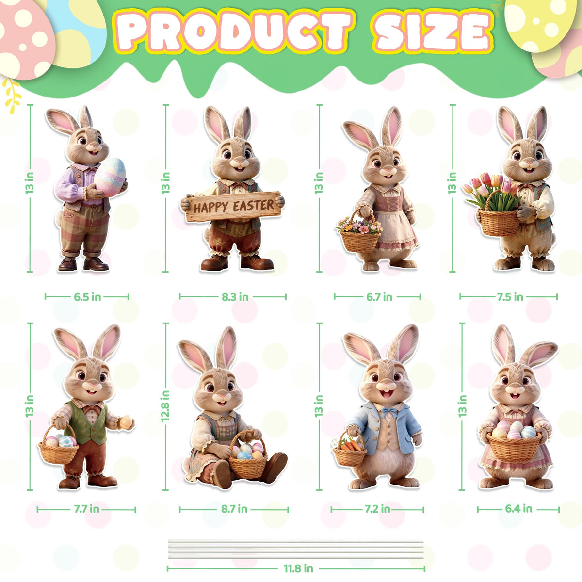 DMIGHT bunny yard sign with eggs design adds festive curb appeal outdoors.