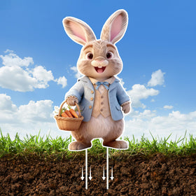 DMIGHT outdoor bunny yard sign features flowers brightens gardens and walkways.