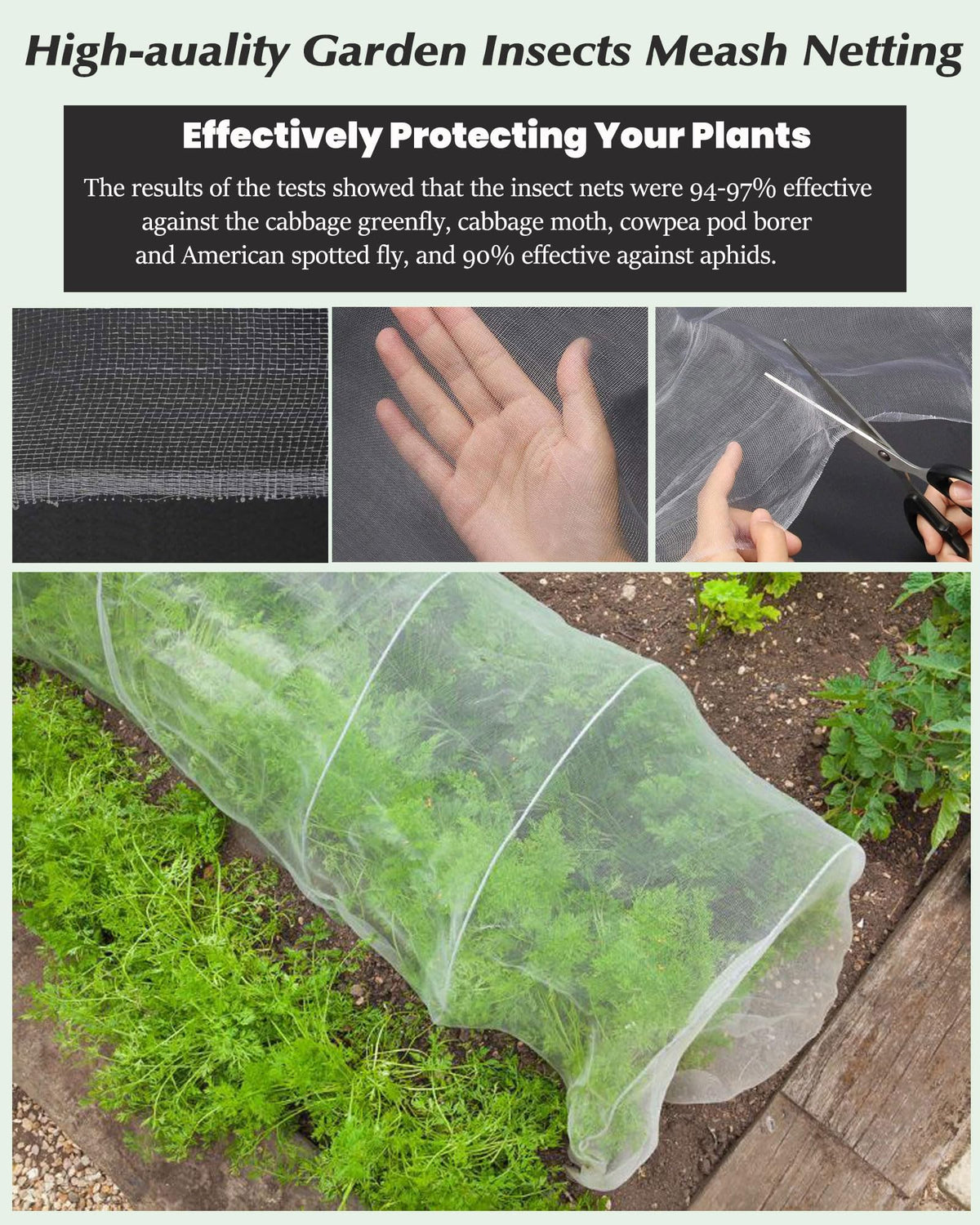 Dmyifan bird-mosquito barrier net protecting fruit and leafy greens outdoors