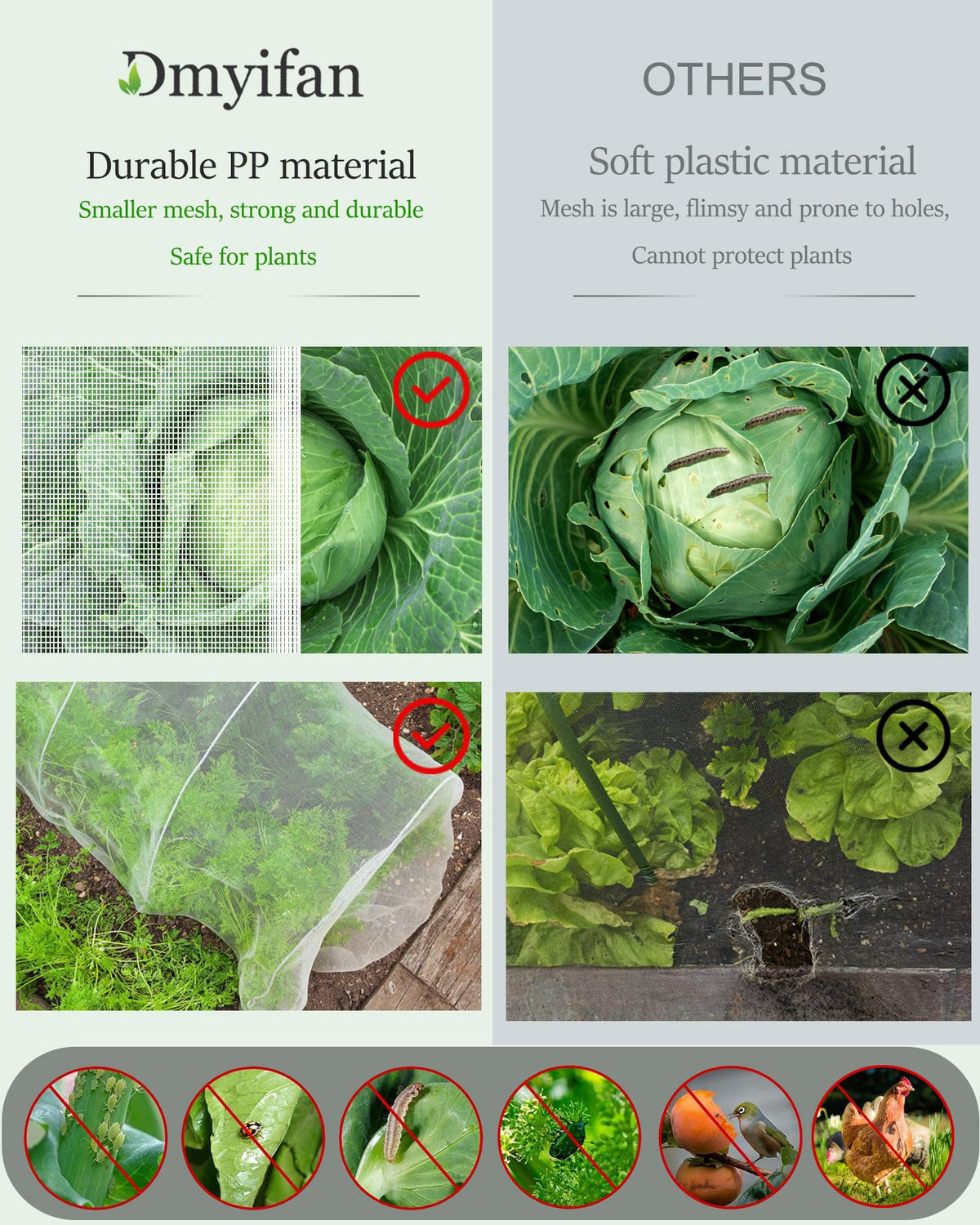 Dmyifan breathable nylon garden net lets sun and rain through for healthy growth