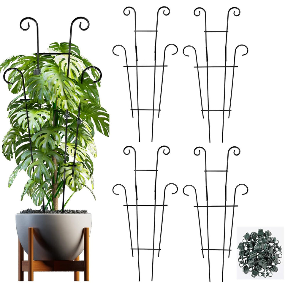 Dntorx 25.6-inch plant trellis, four-pack, sturdy support for climbing plants.
