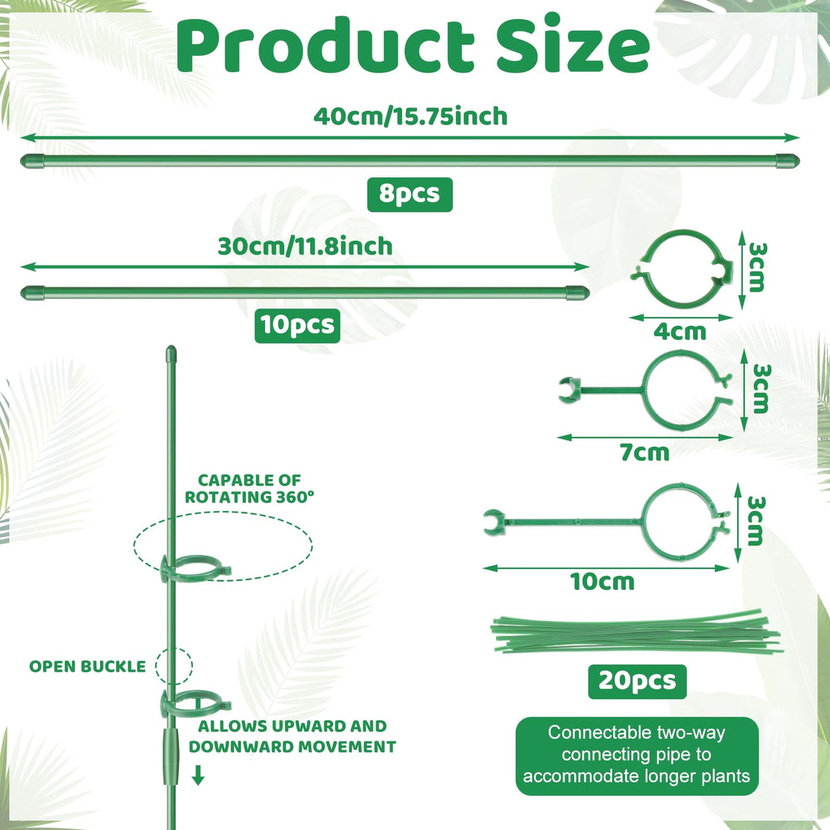 Dntorx 12-inch plant stake rod fits smaller pots securely