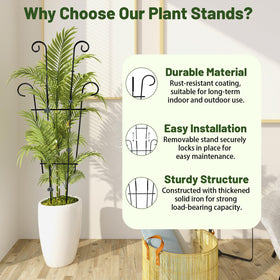 Rust-resistant metal construction keeps shape upright in indoor or outdoor setups.