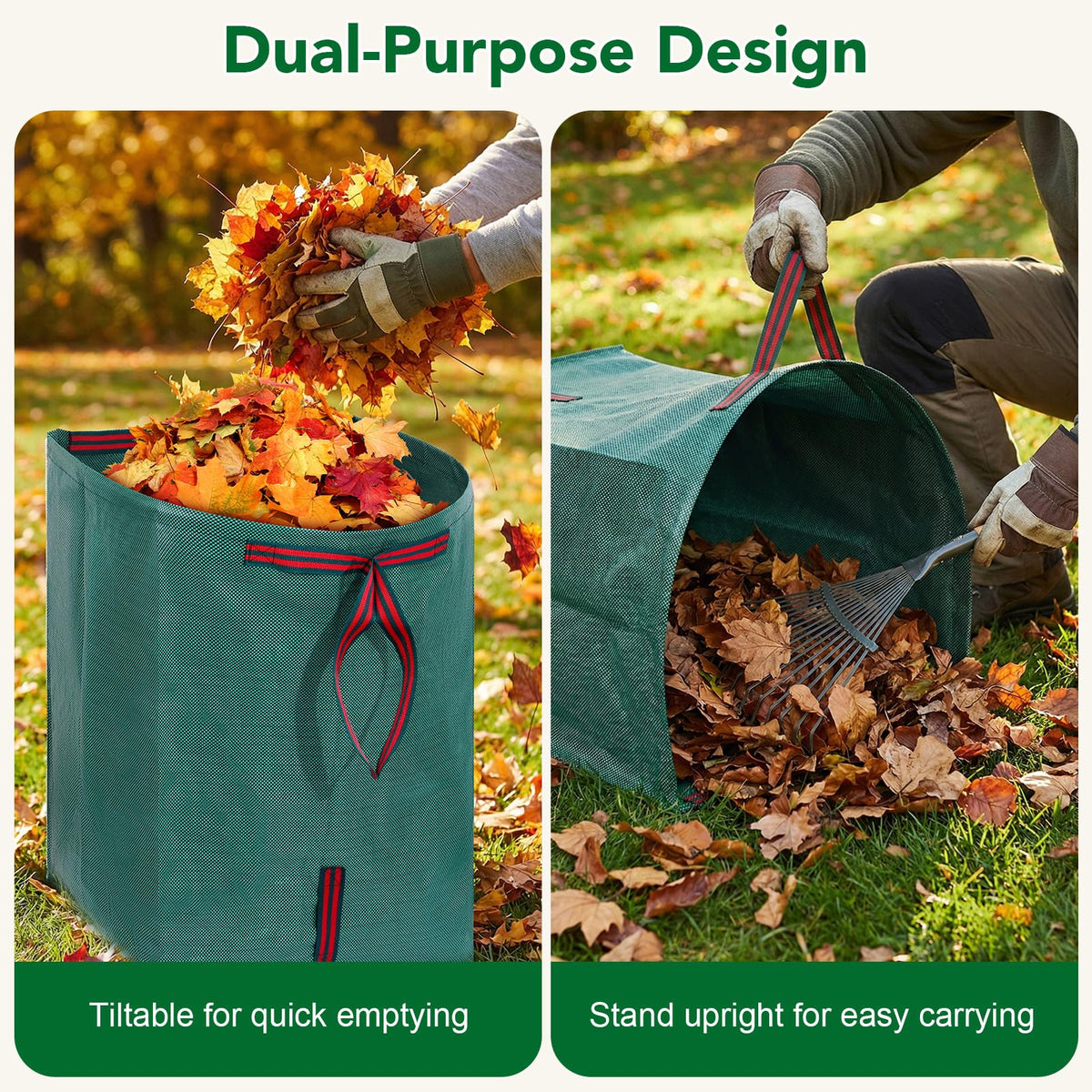 Dntorx yard waste bag stands upright for convenient gathering