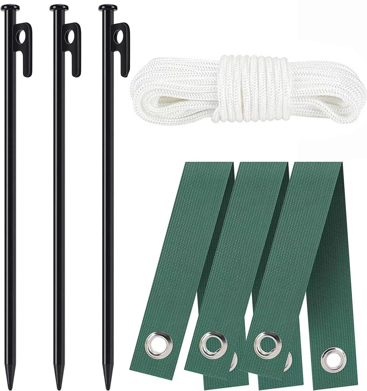 DNUZEWR 3-piece steel tree stake kit ready for strong wind support.