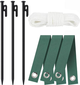 DNUZEWR 3-piece steel tree stake kit ready for strong wind support.