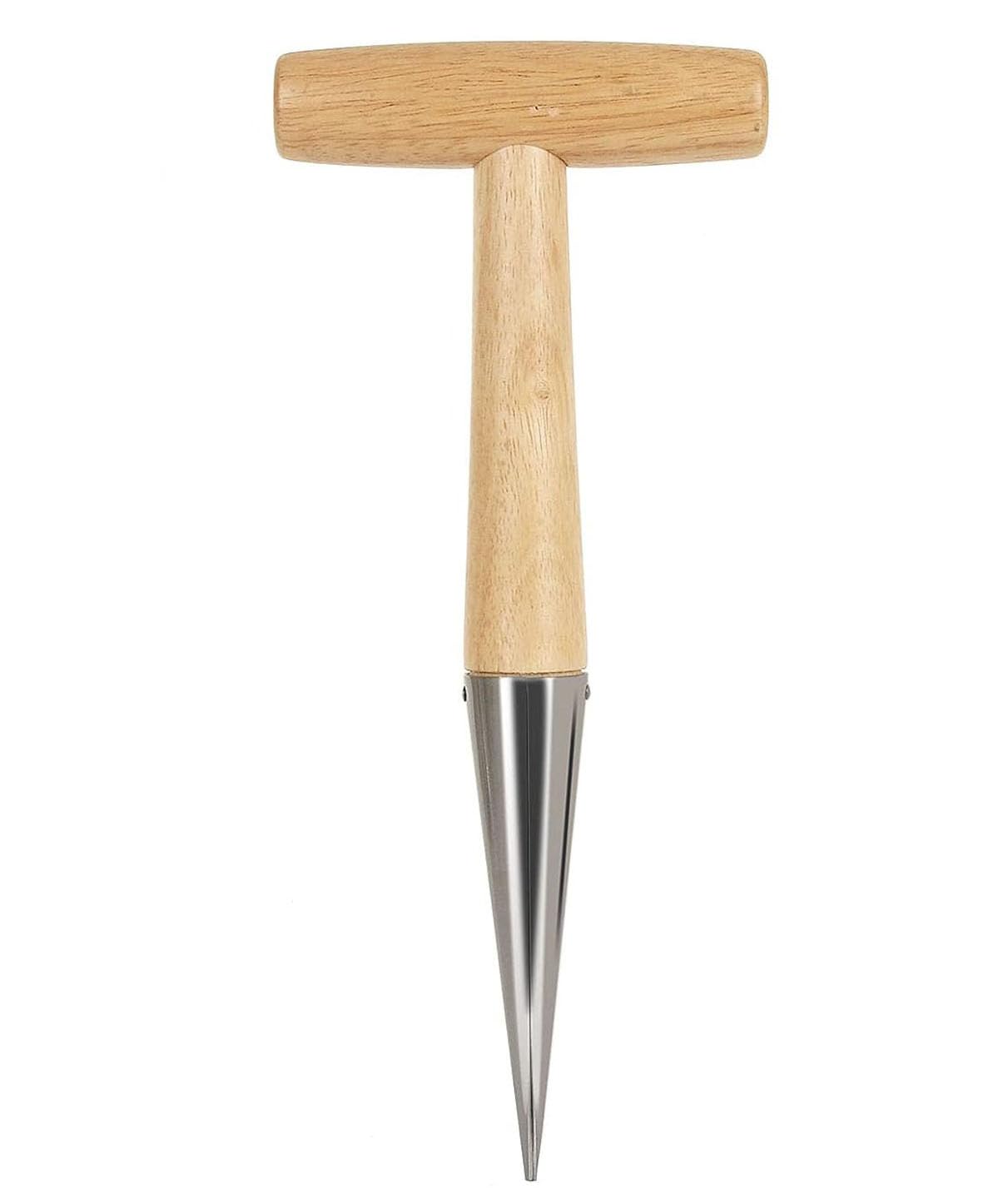 DNUZEWR hand dibber with wooden handle for comfortable planting.
