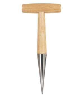 DNUZEWR hand dibber with wooden handle for comfortable planting.