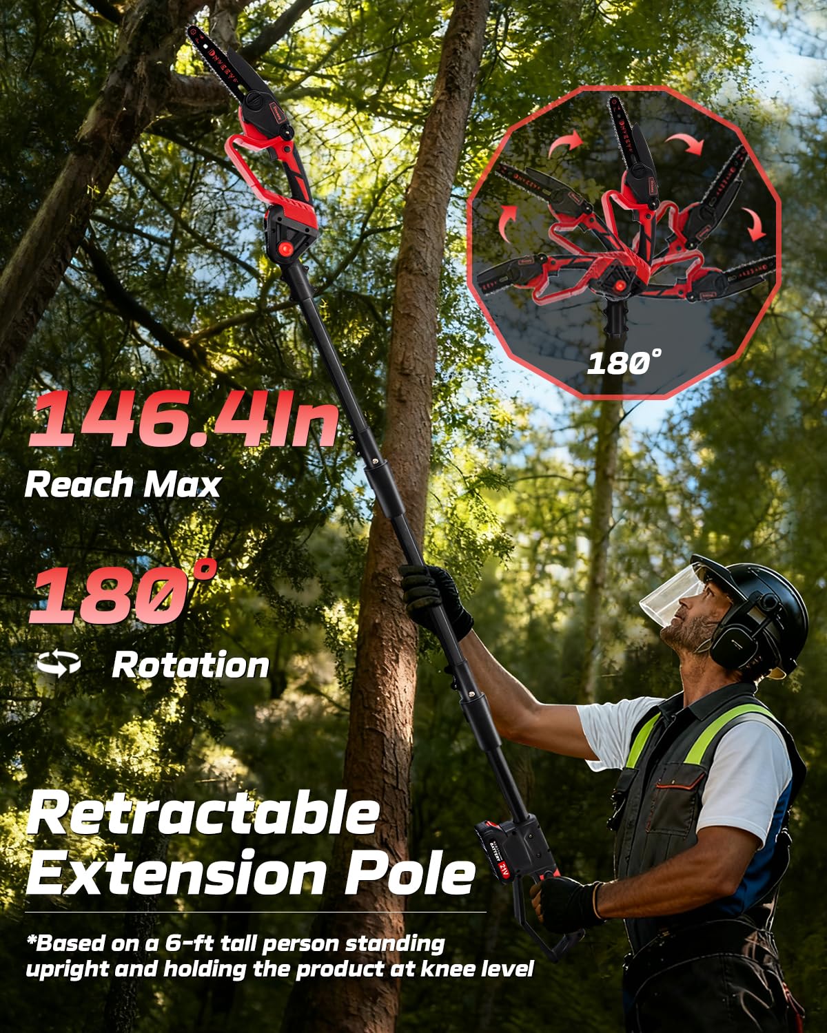 Dnveey extension pole for pruning from elevated heights.