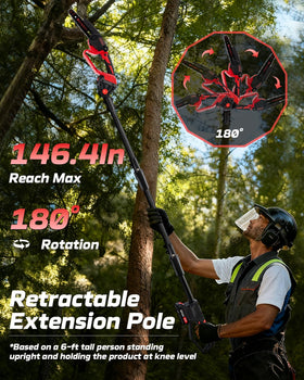 Dnveey extension pole for pruning from elevated heights.