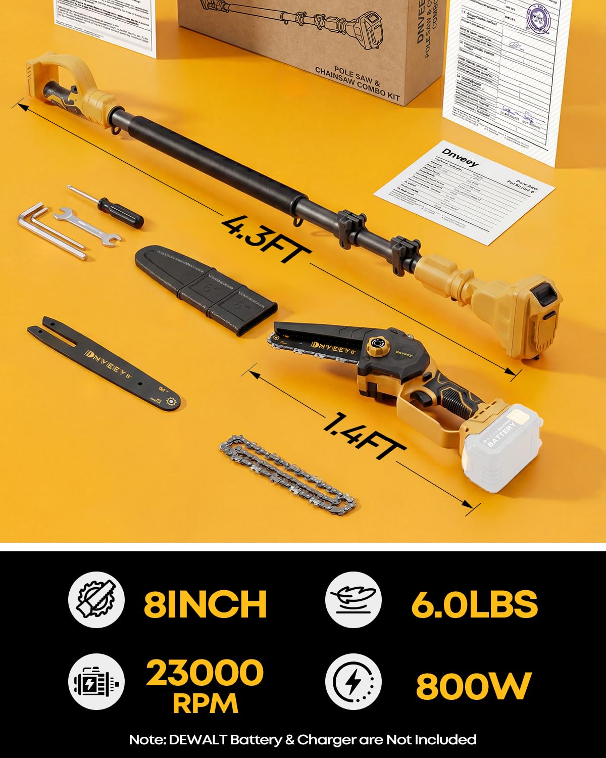 Dnveey tool-only design keeps battery options flexible.