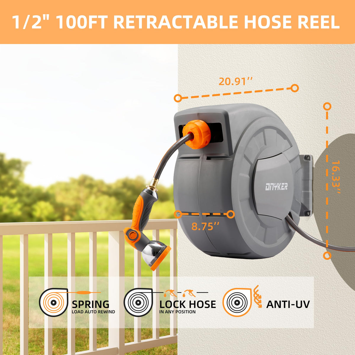 DNYKER 100ft hose extended to reach large gardens