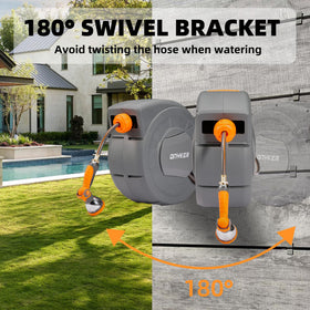 DNYKER auto-rewind mechanism keeps hose neat and tangle-free