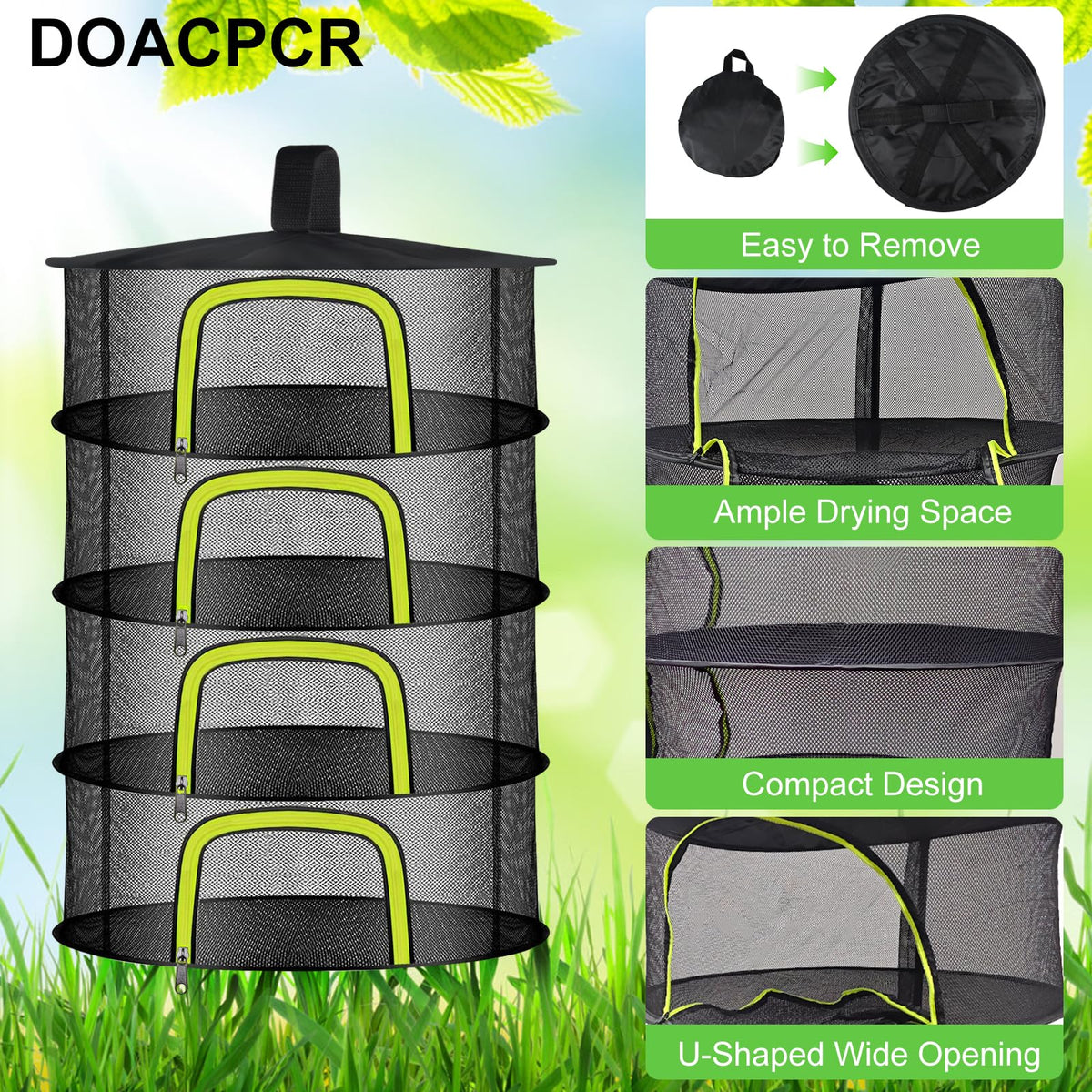 Doacpcr hanging basket net dries seeds, buds, and small fruits effectively.