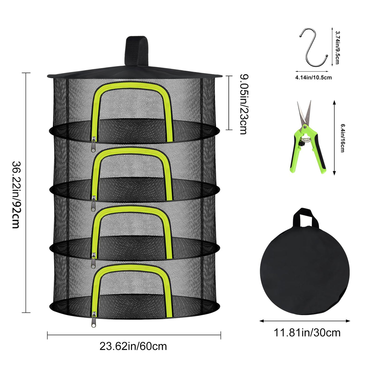 Doacpcr 4-layer herb drying rack hanging mesh net highlights air circulation for even drying.